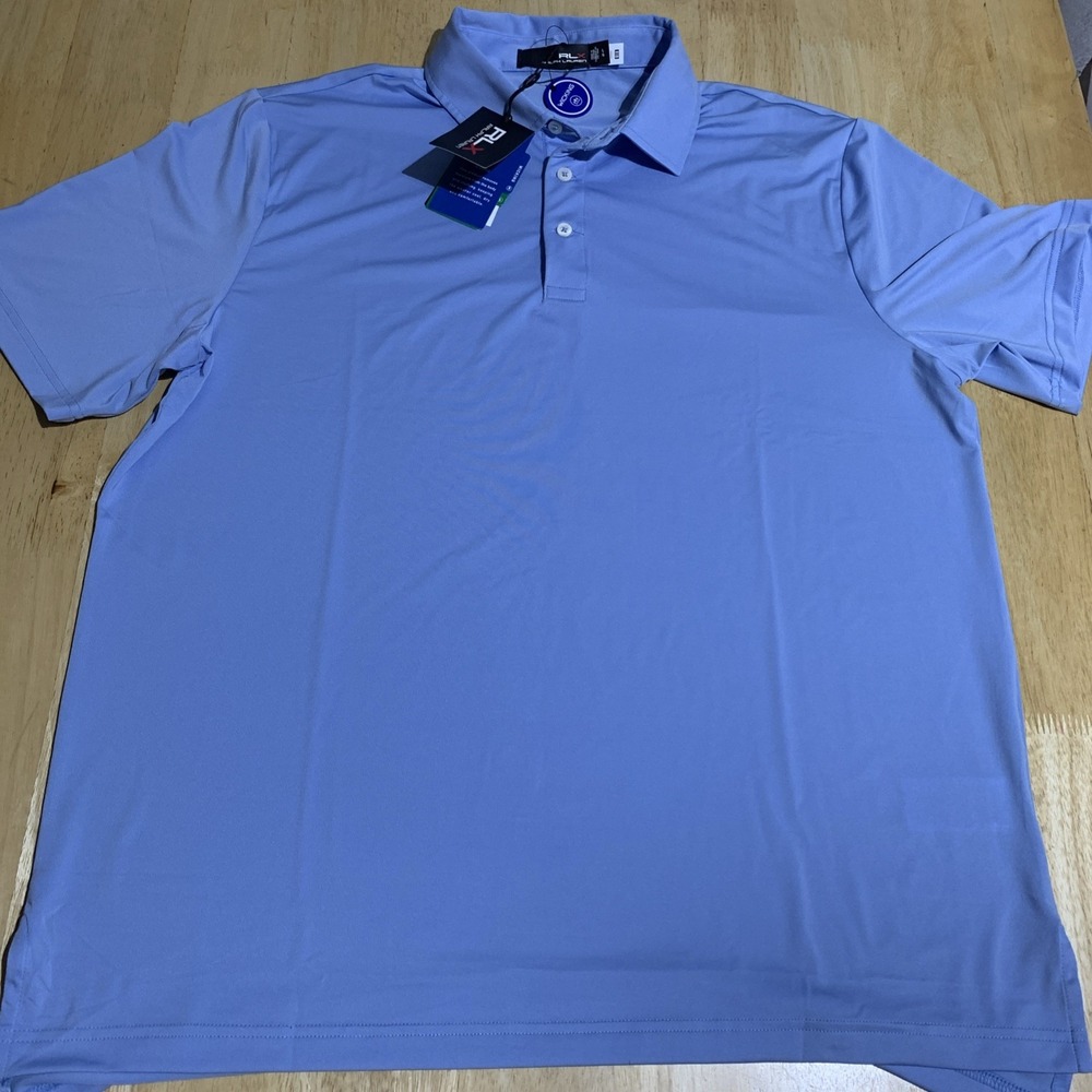 RLX Ralph Lauren Polo Shirt Men's L Blue Golf Moisture Wicking Pique